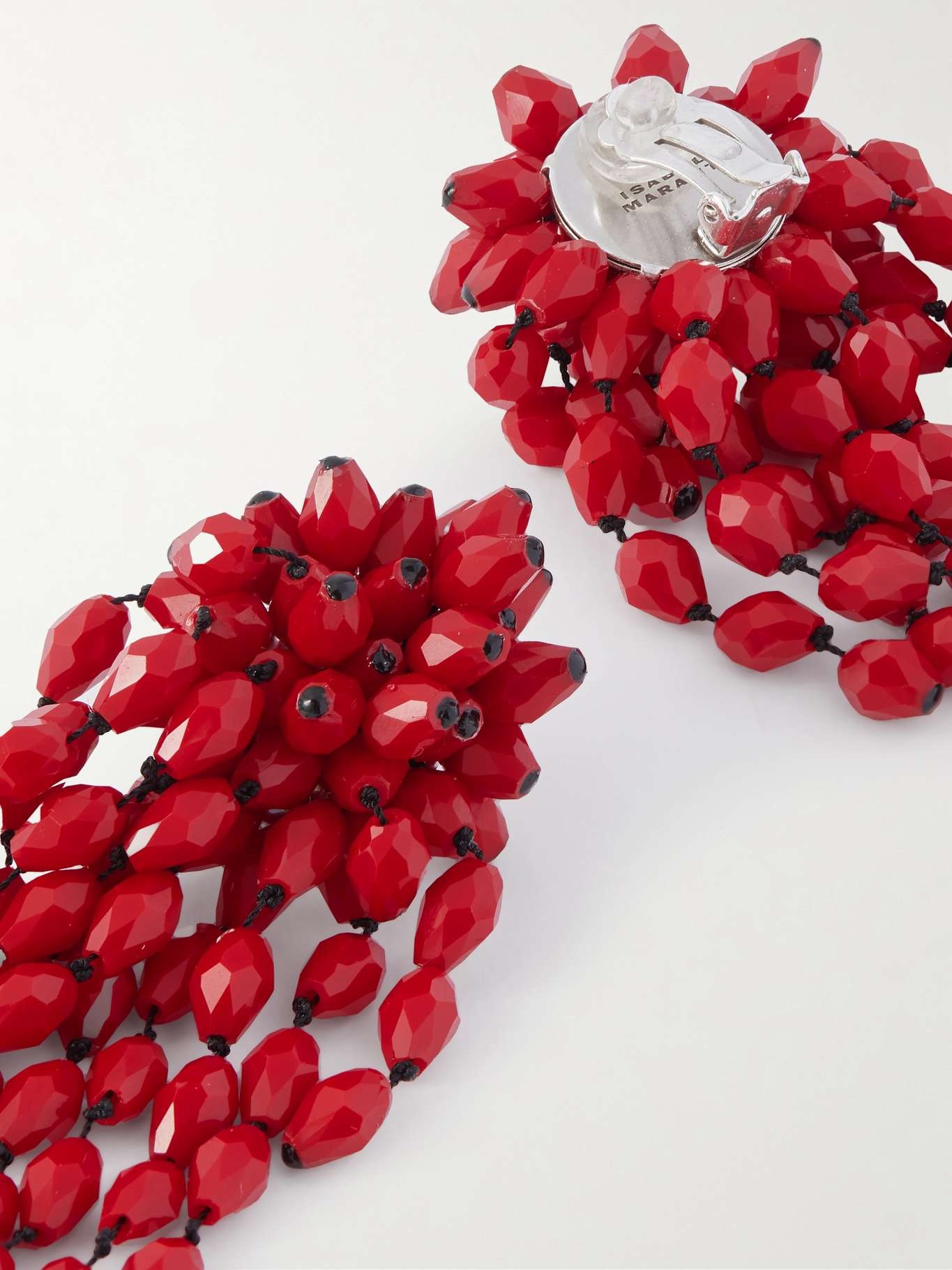 【関税込み】Clip Ga Earrings - Isabel Marant - l - Red Isabel Marant Silver-tone beaded clip earrings Red