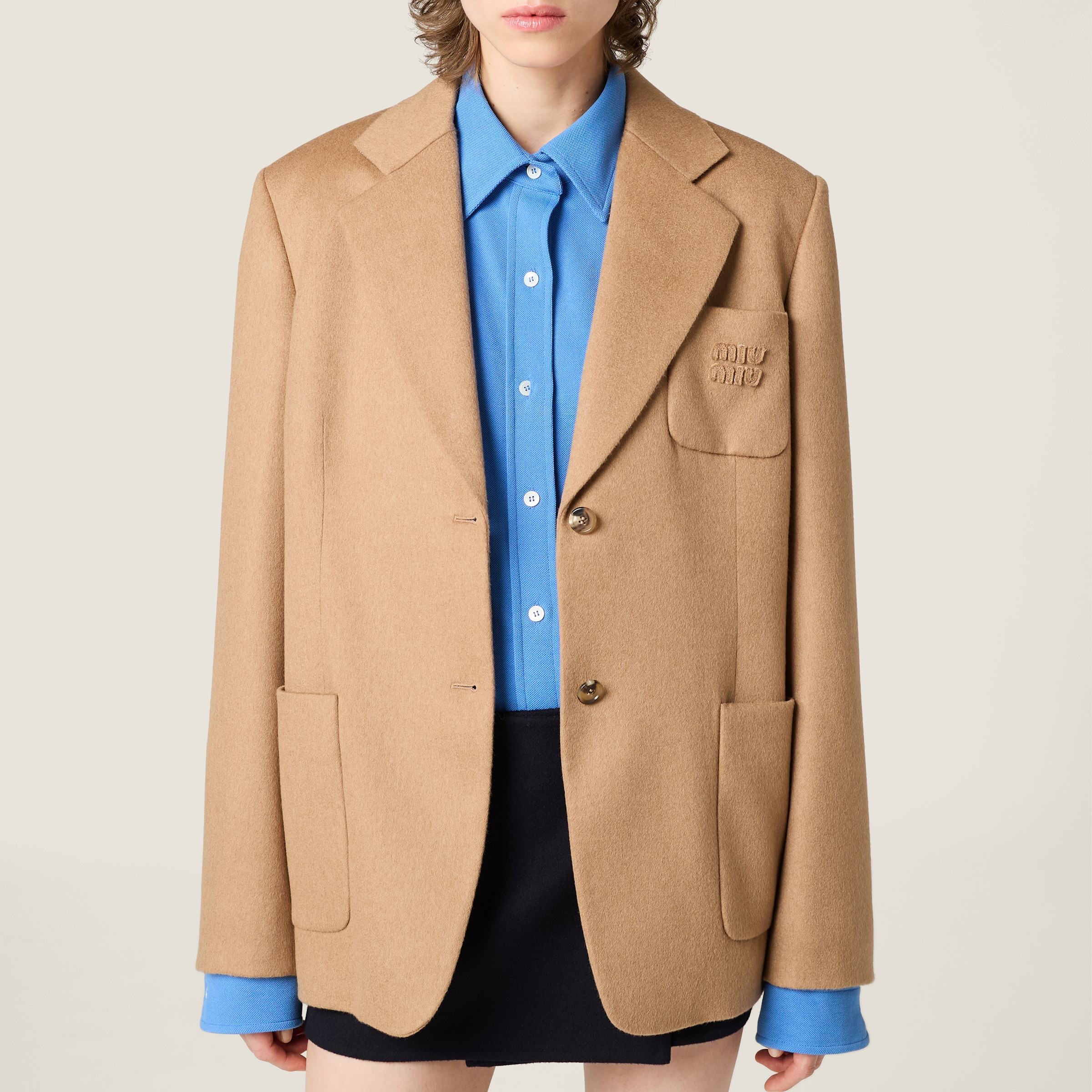 Single-breasted camel hair jacket - 4