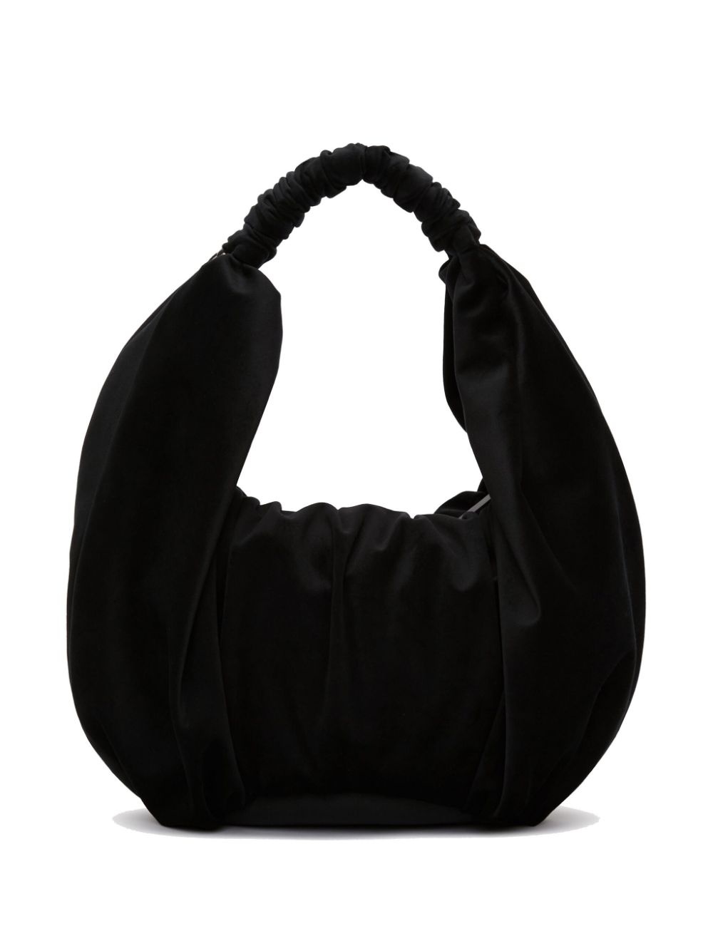 Ruffle Shopper velvet shoulder bag - 1