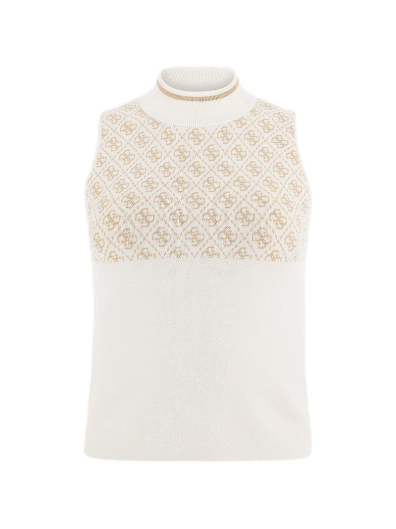 monogram-pattern mock-neck top 1
