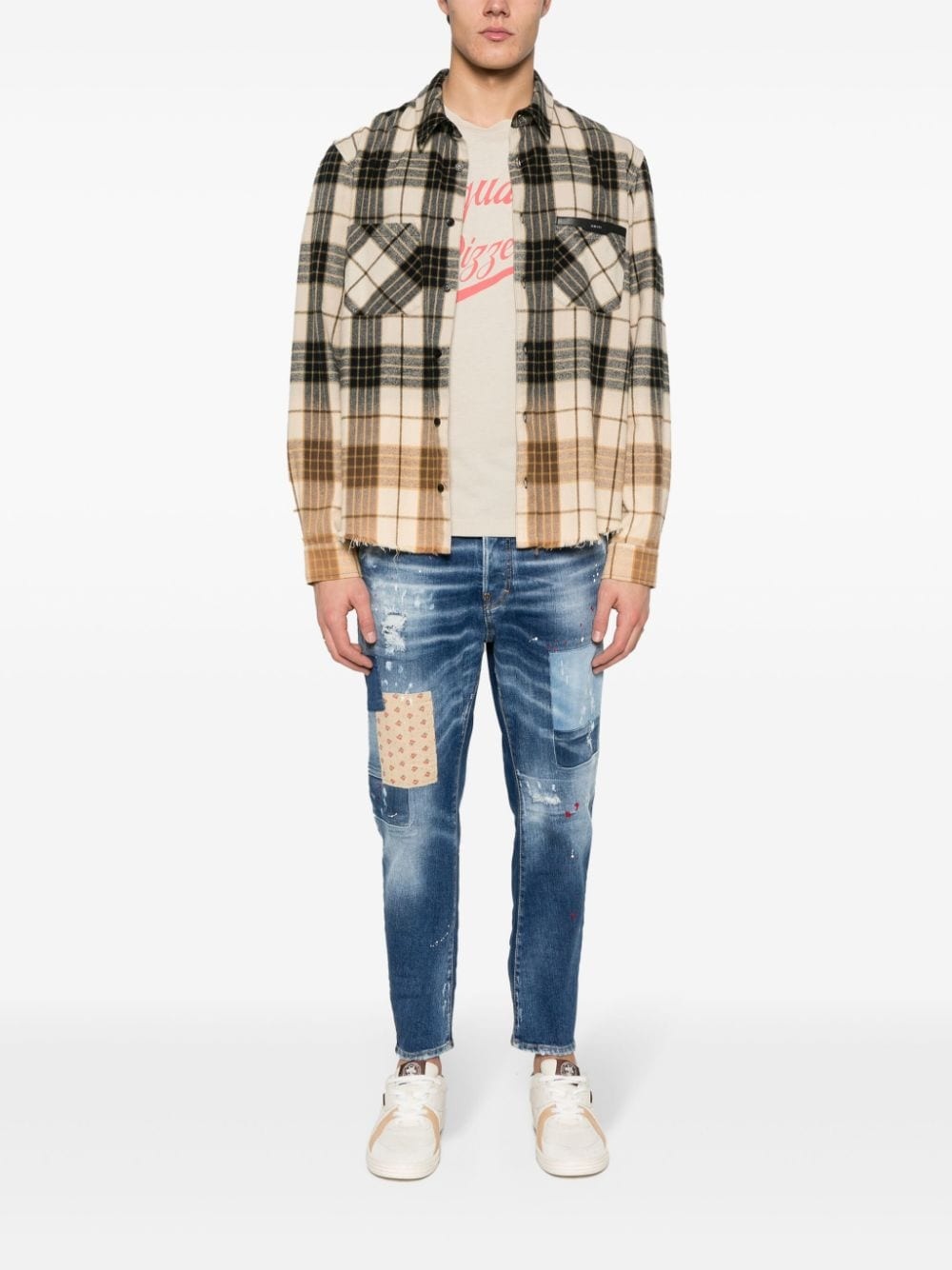 patchwork-detailing distressed jeans - 2