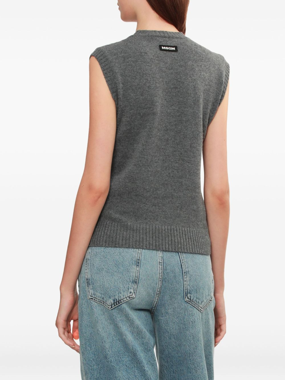 diamond-pattern sleeveless top - 4