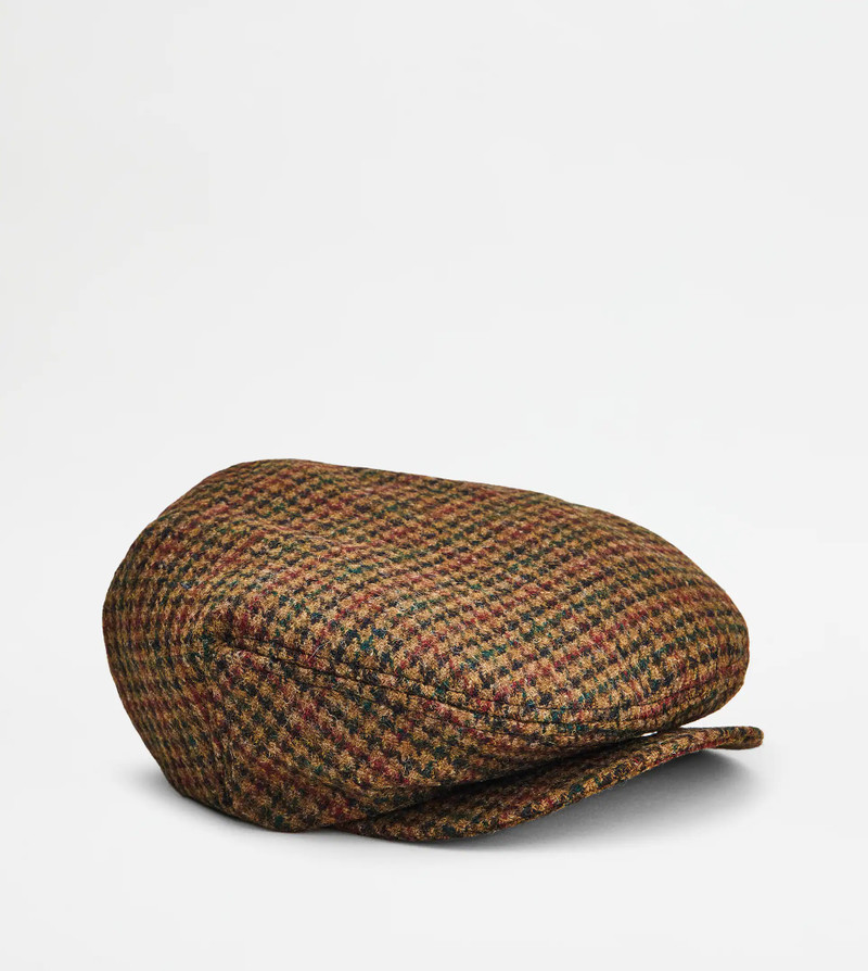 Tod's SHETLAND FLAT CAP - BROWN, RED outlook