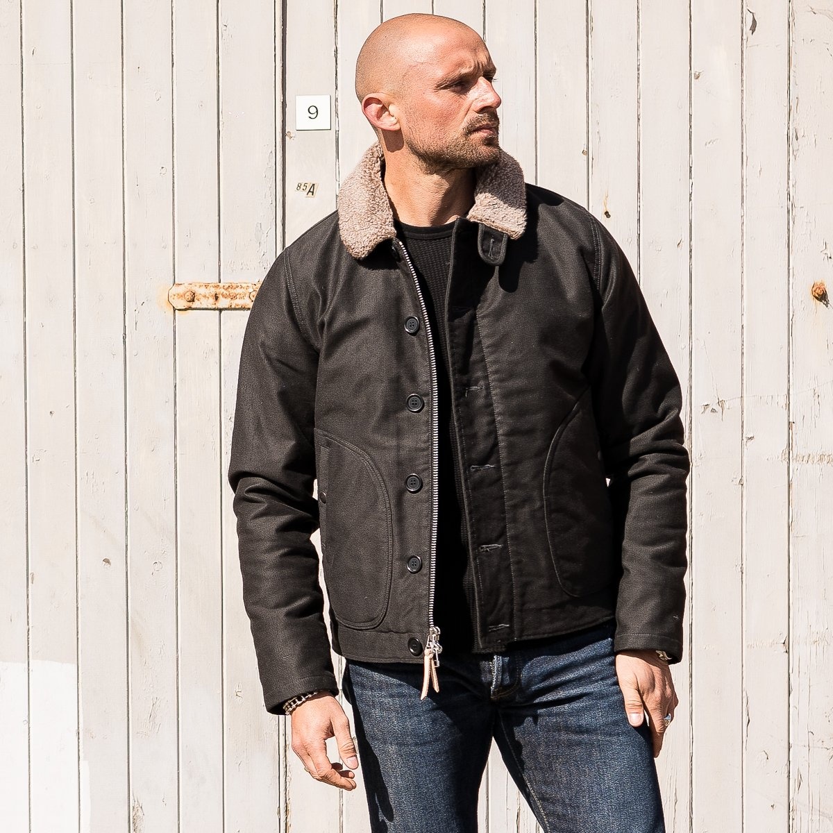 IHM-35-BLK Whipcord N1 Deck Jacket - Black - 4