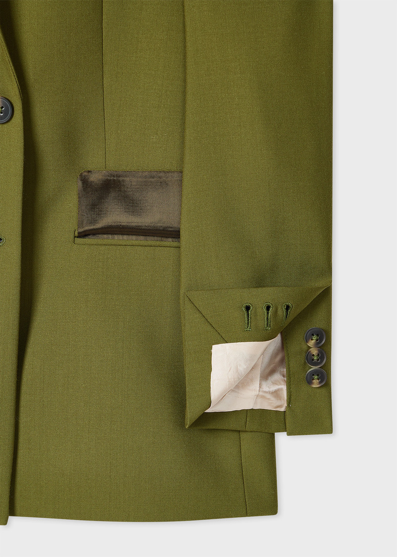Women's Olive Green Wool Double-Breasted Blazer 3
