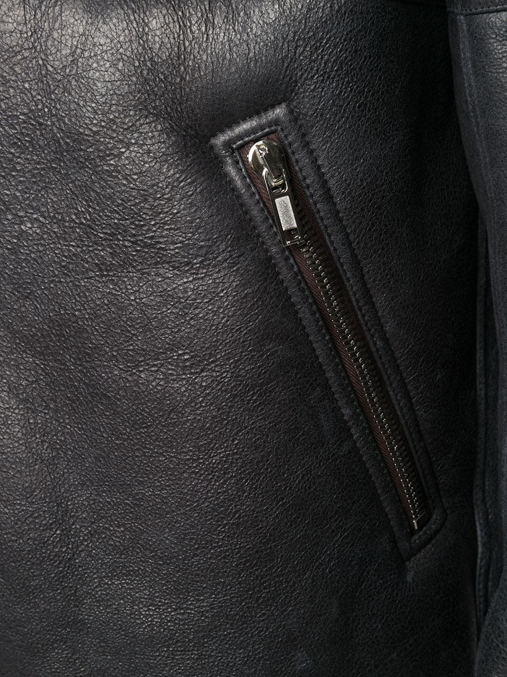 ribbed-trimmed leather jacket - 5