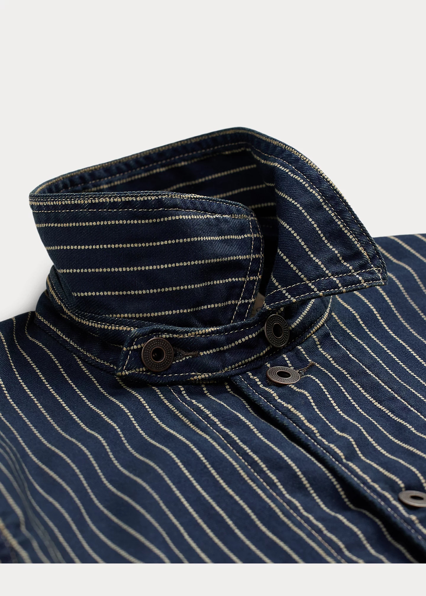 Indigo Dot-Stripe Twill Engineer Coat - 3