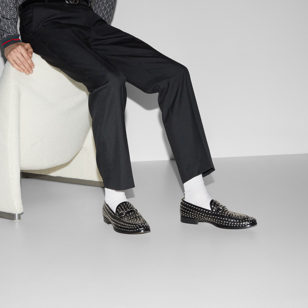 Gucci Horsebit Studded Leather Loafers - 5