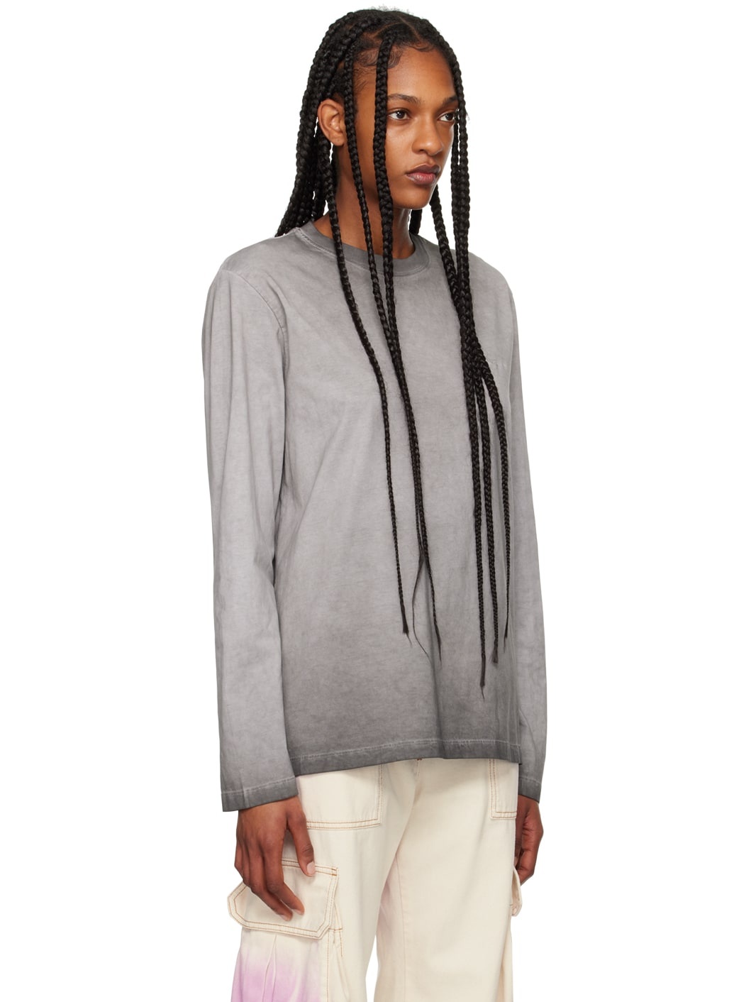Gray Faded Long Sleeve T-Shirt - 2
