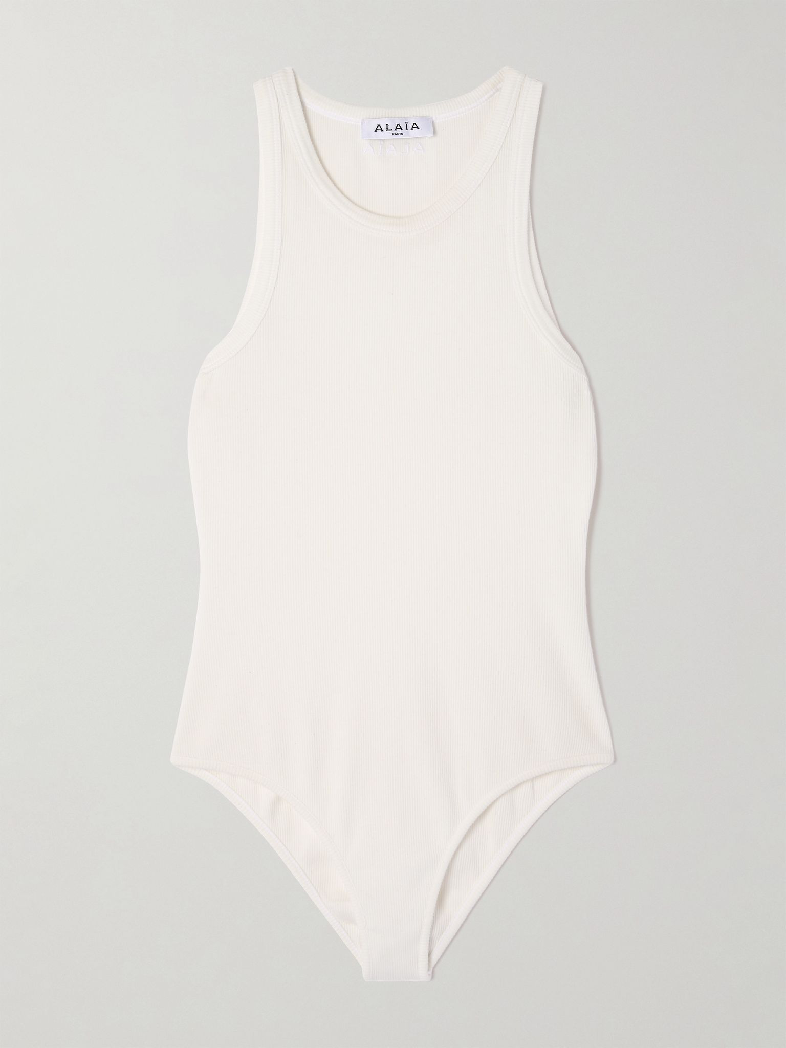 Ribbed-knit bodysuit Off-white - 1