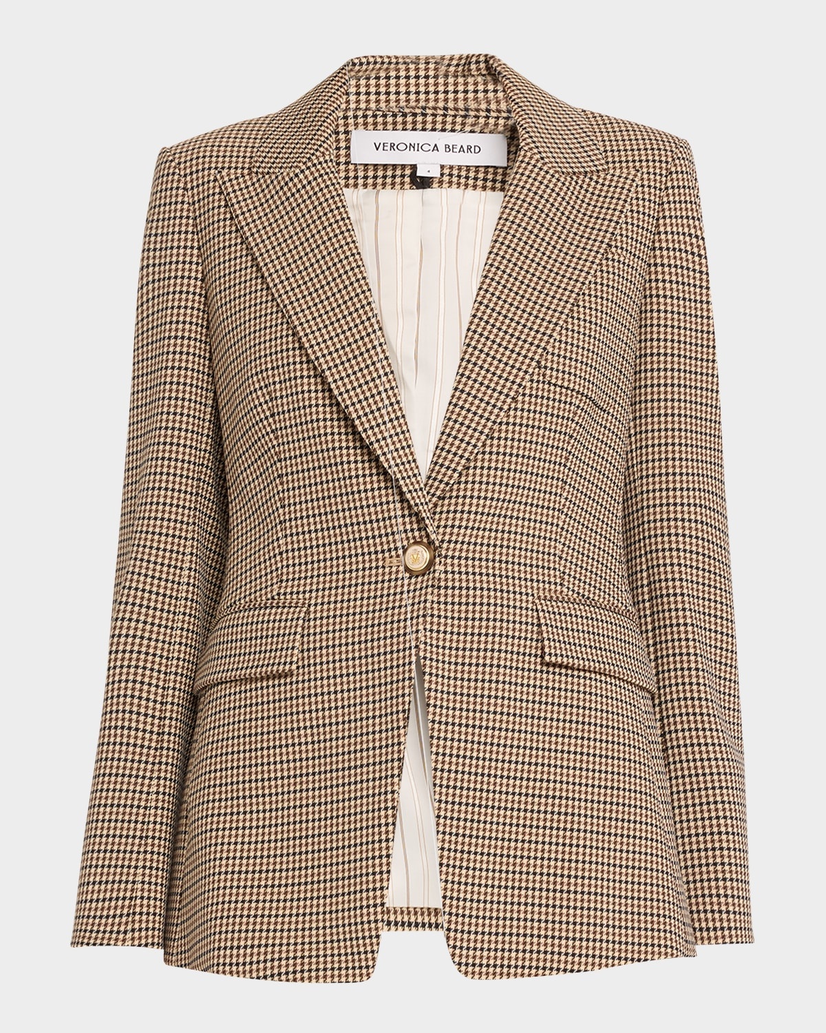 Livvy Single-Button Houndstooth Dickey Jacket - 1