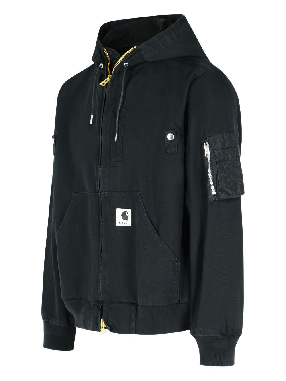 hooded logo-patch bomber jacket - 3