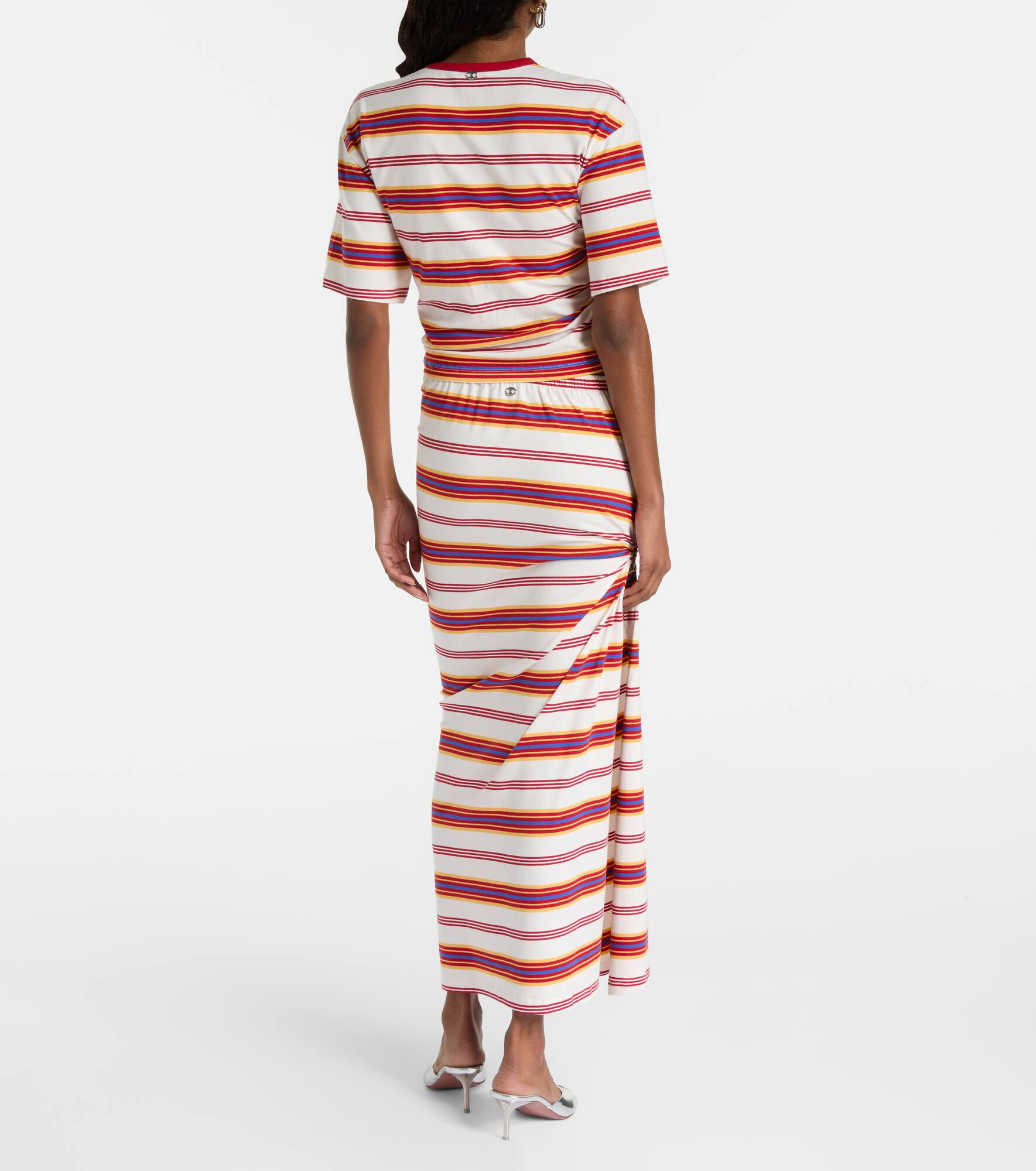 Gathered striped cotton-blend T-shirt - 3