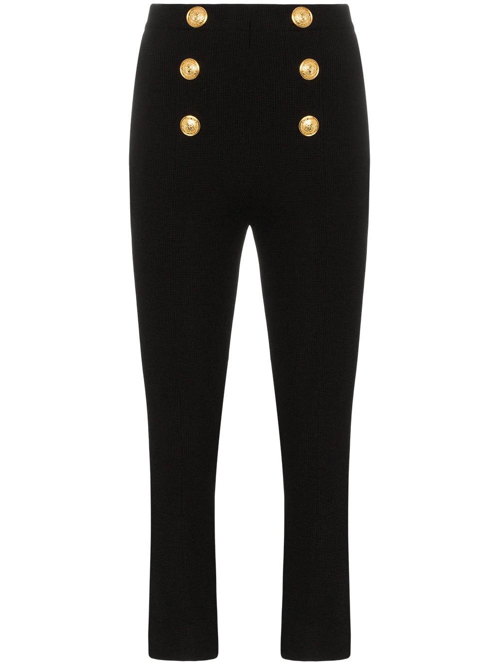 high waist button detail cropped flares - 1