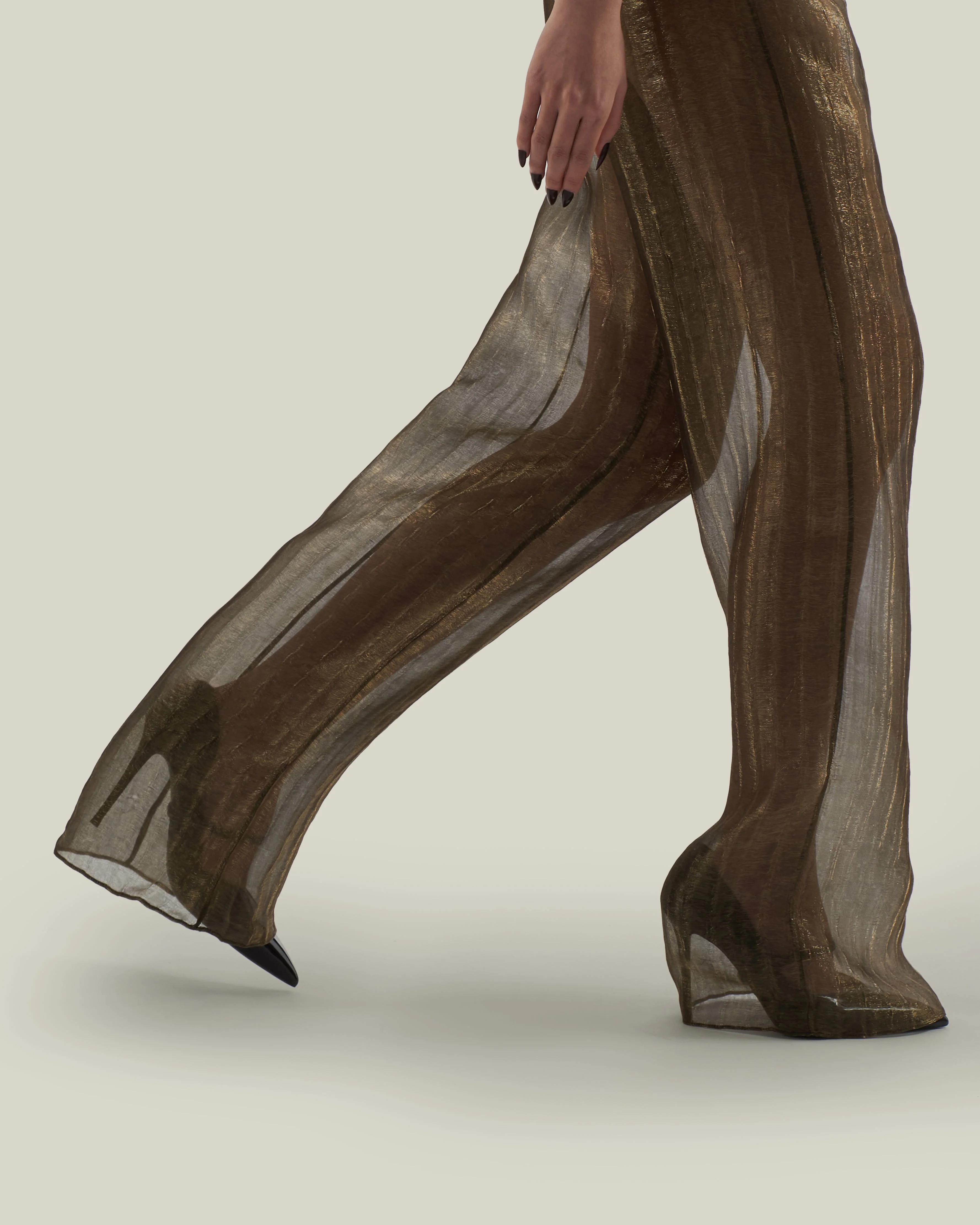 Marlene Metallic Pants in Antique Gold - 1