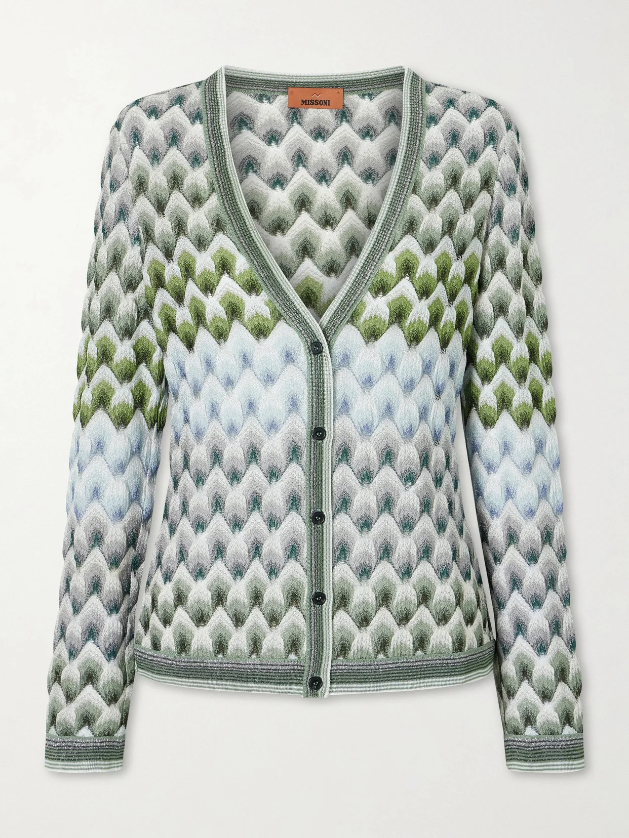 Striped Metallic Crochet-knit Cardigan - 1