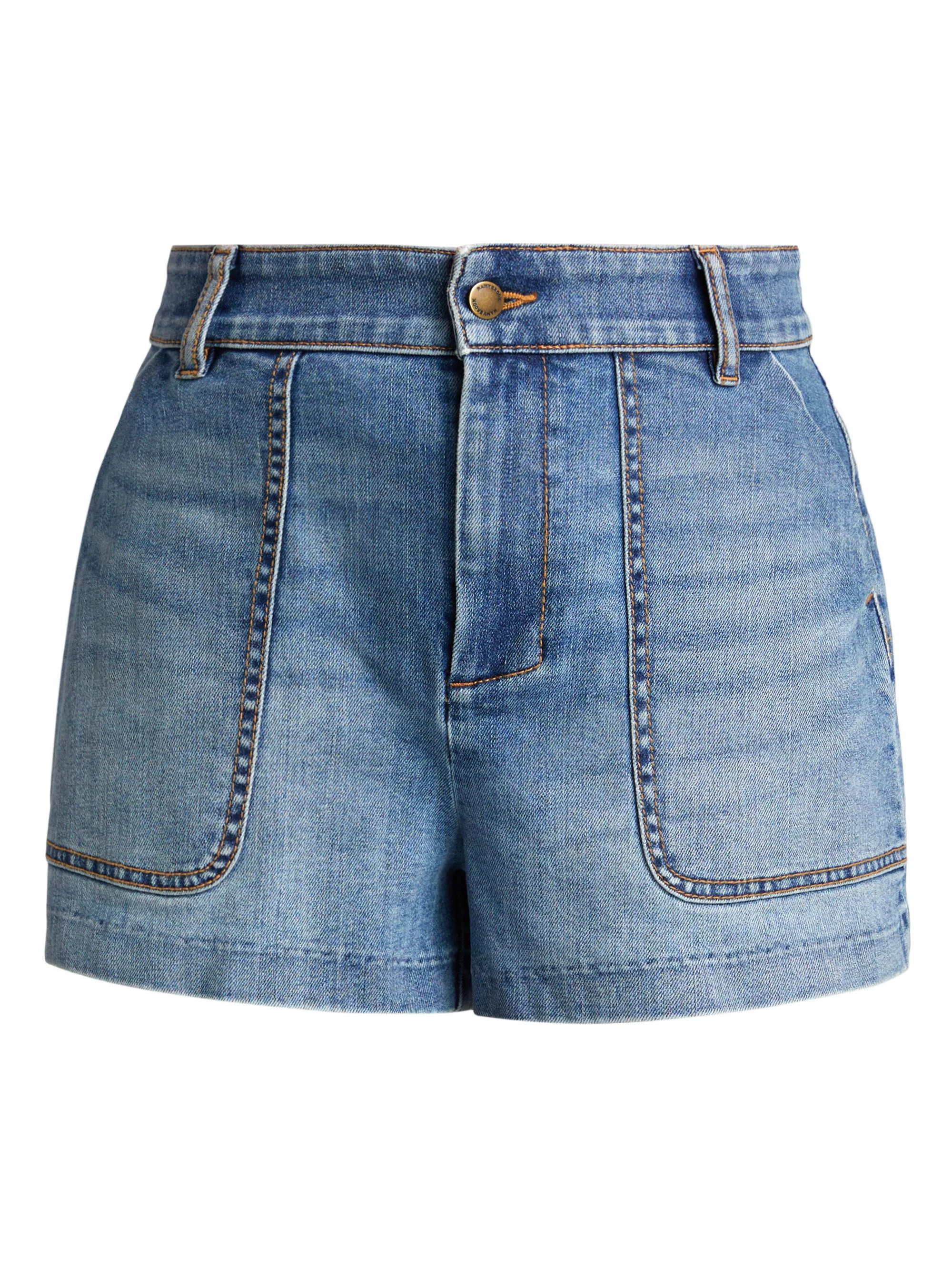 Women's Hilary Washed Denim High-Rise Shorts - Light Wash - 1