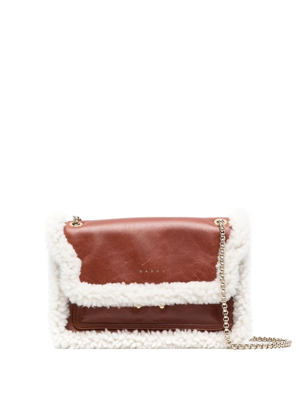 shearling-trim shoulder bag - 1