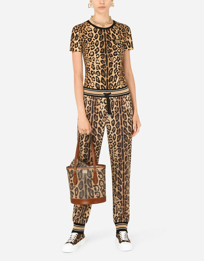 Dolce & Gabbana Leopard-print Crespo bucket bag with branded plate outlook