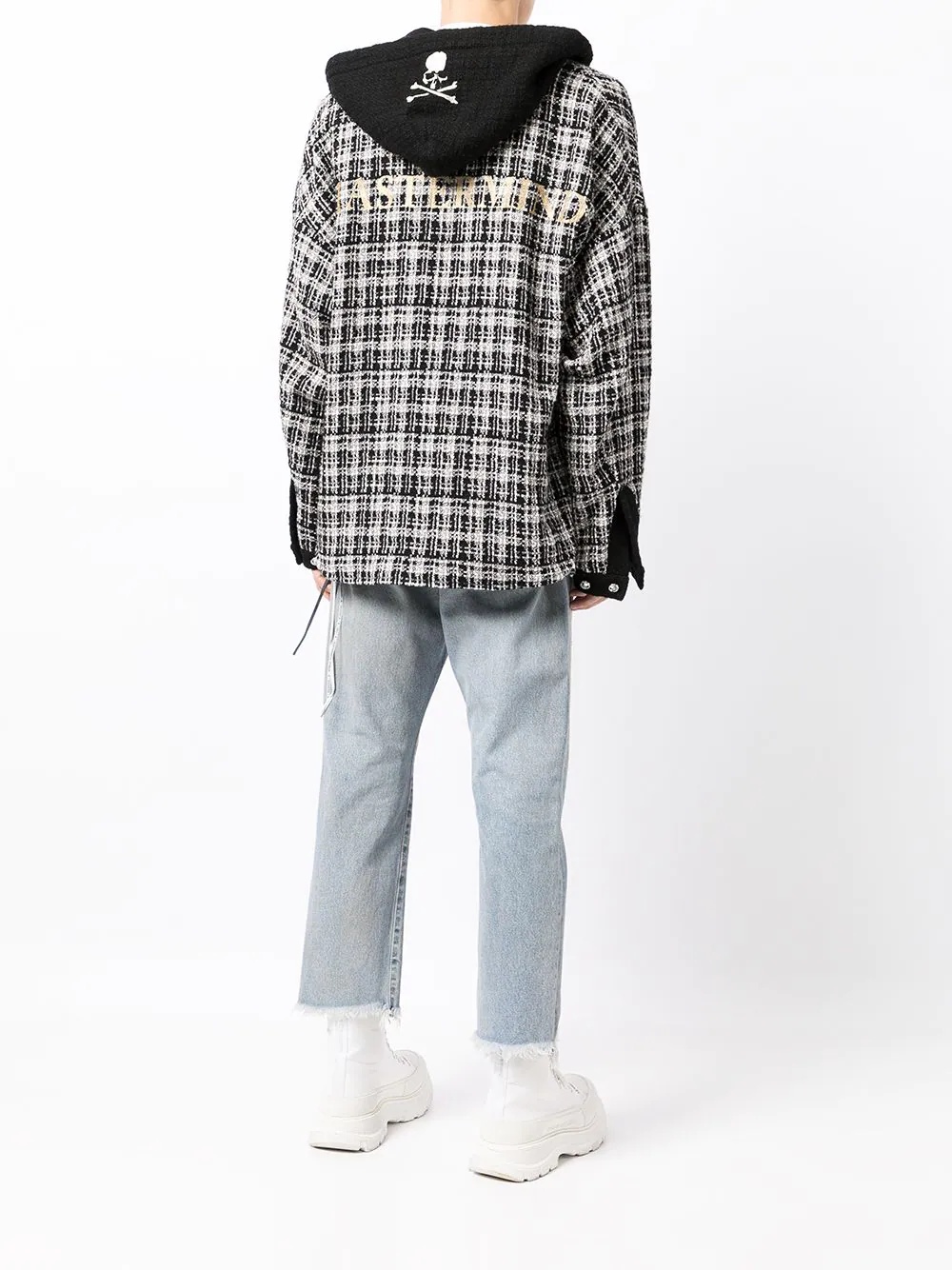 checked cotton hooded jacket - 4