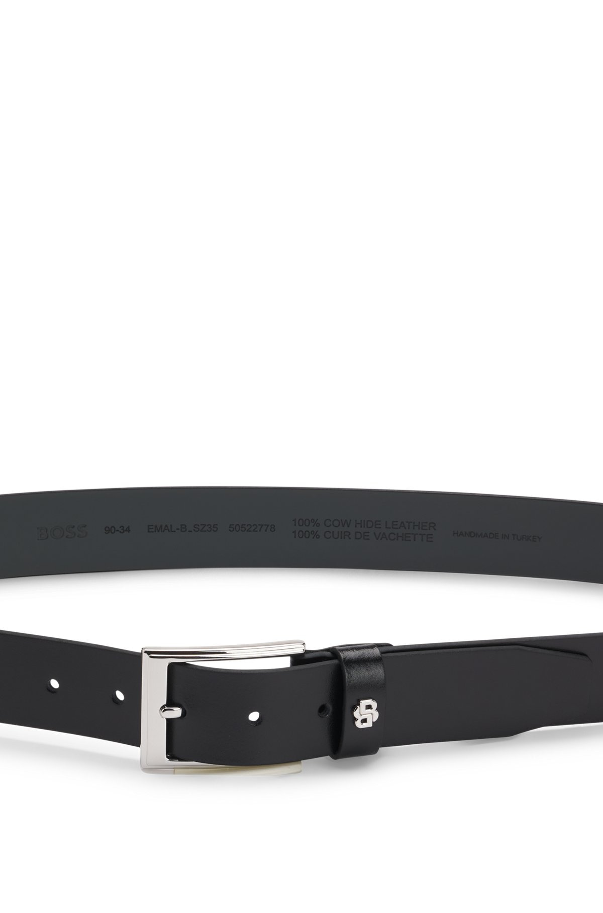 ITALIAN-LEATHER BELT WITH DOUBLE B MONOGRAM KEEPER - 4