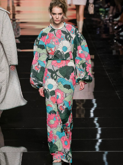 FENDI Floral-print balloon-sleeved silk maxi dress outlook