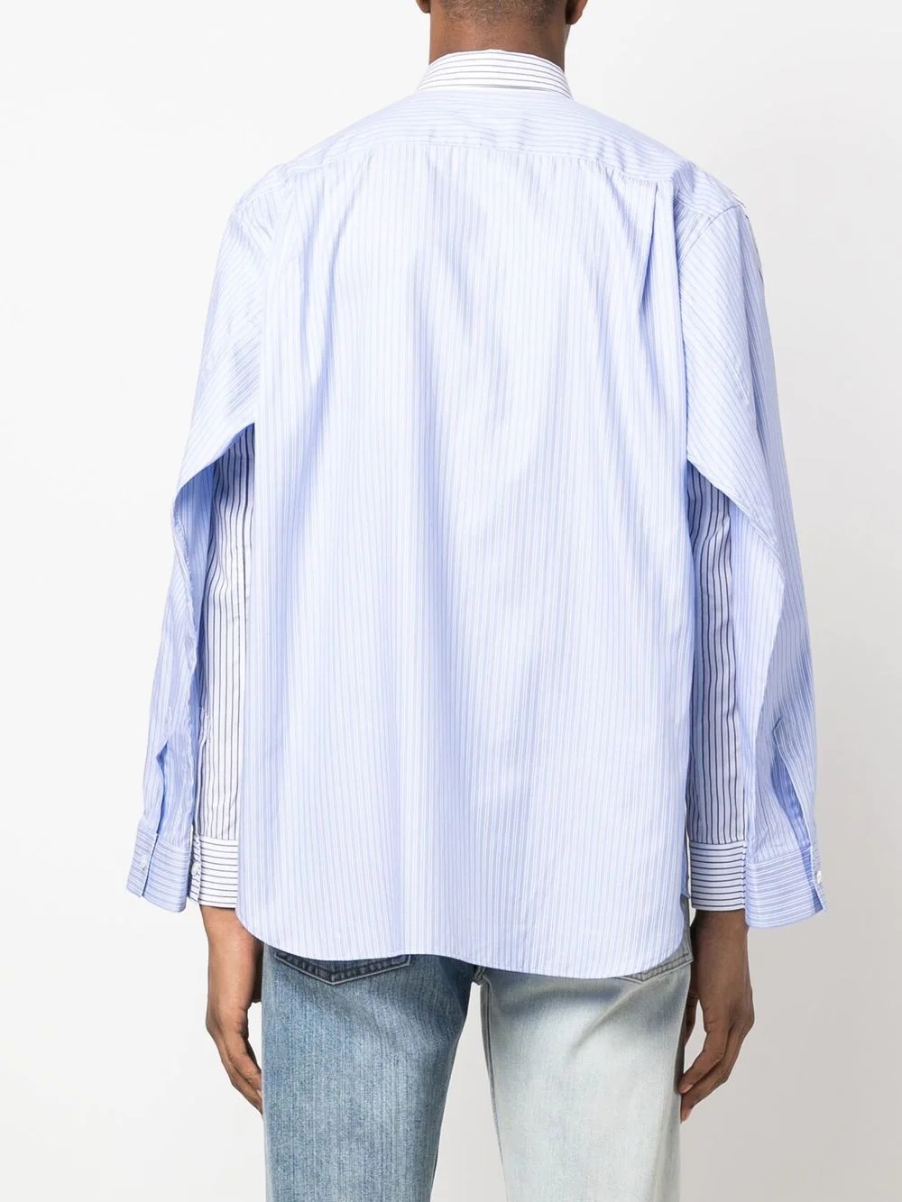 stripe-print panelled shirt - 4