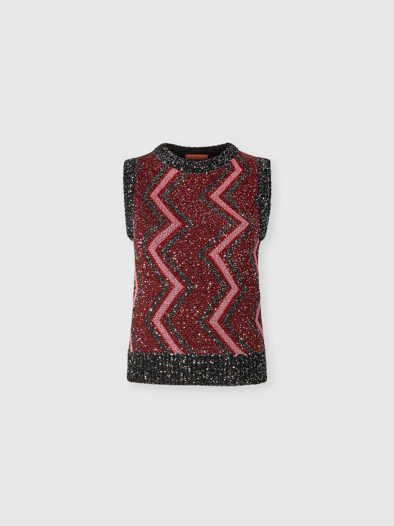 Vest with macro zig zag and sequins 1