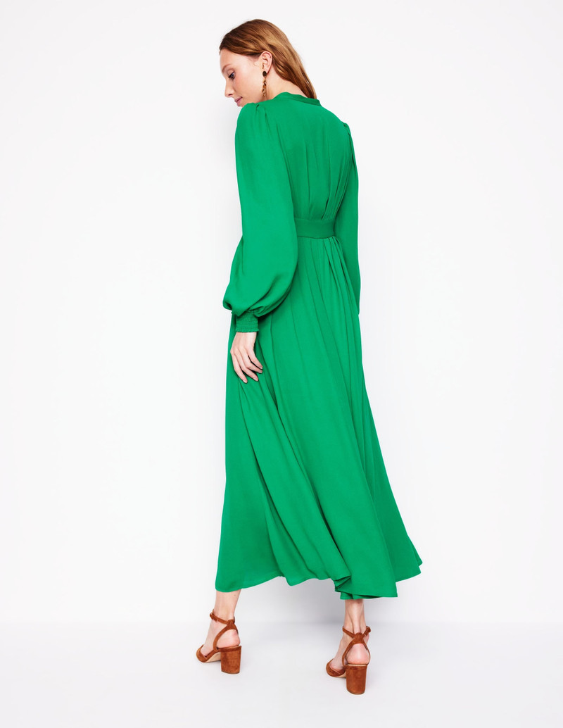 Pleat Detail Blouson Dress-Rich Emerald 4