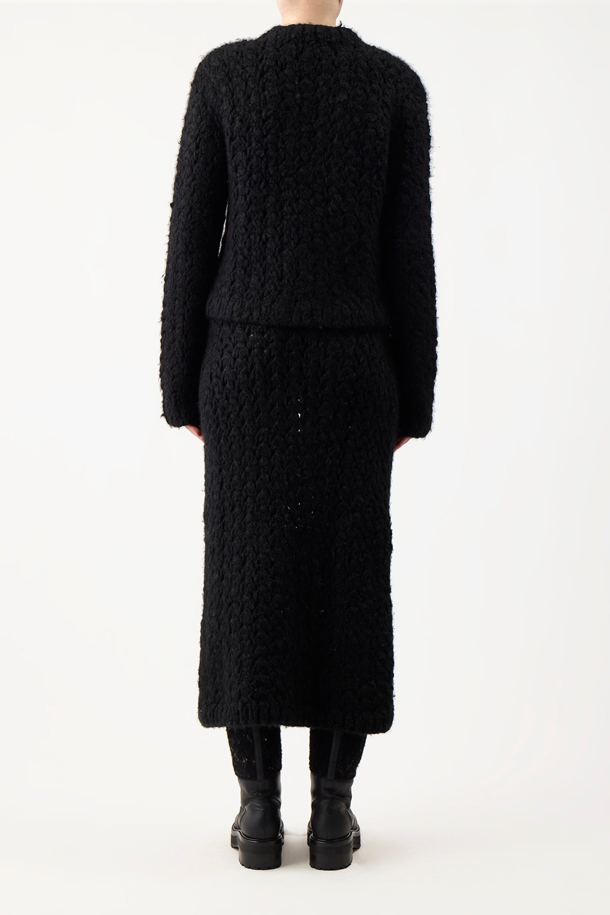 Collin Skirt in Black Welfat Cashmere - 4