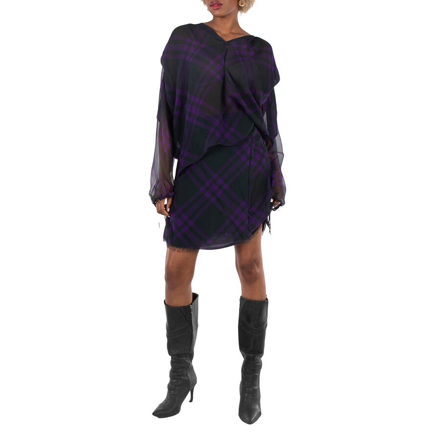 Burberry Check Pattern Silk Blouse - 4