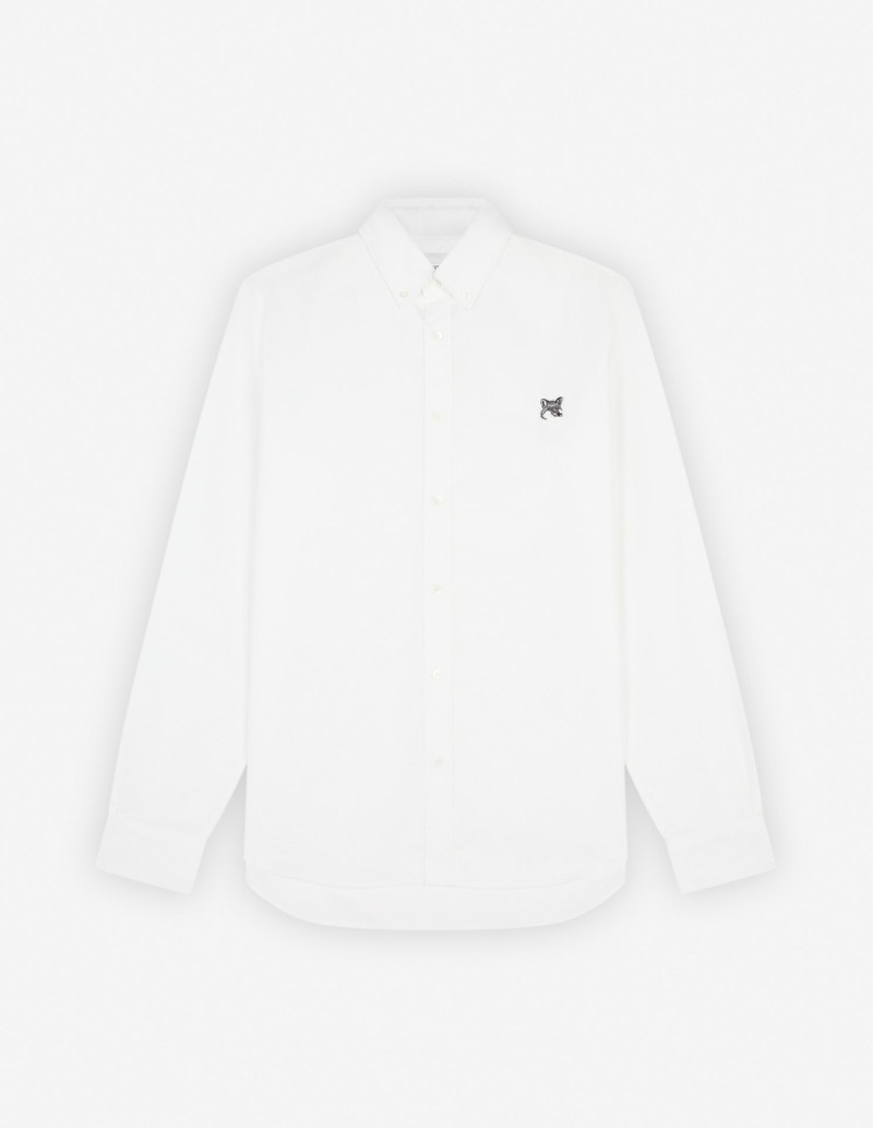 BUTTON DOWN CLASSIC SHIRT WITH GREY FOX HEAD PATCH IN OXFORD 1