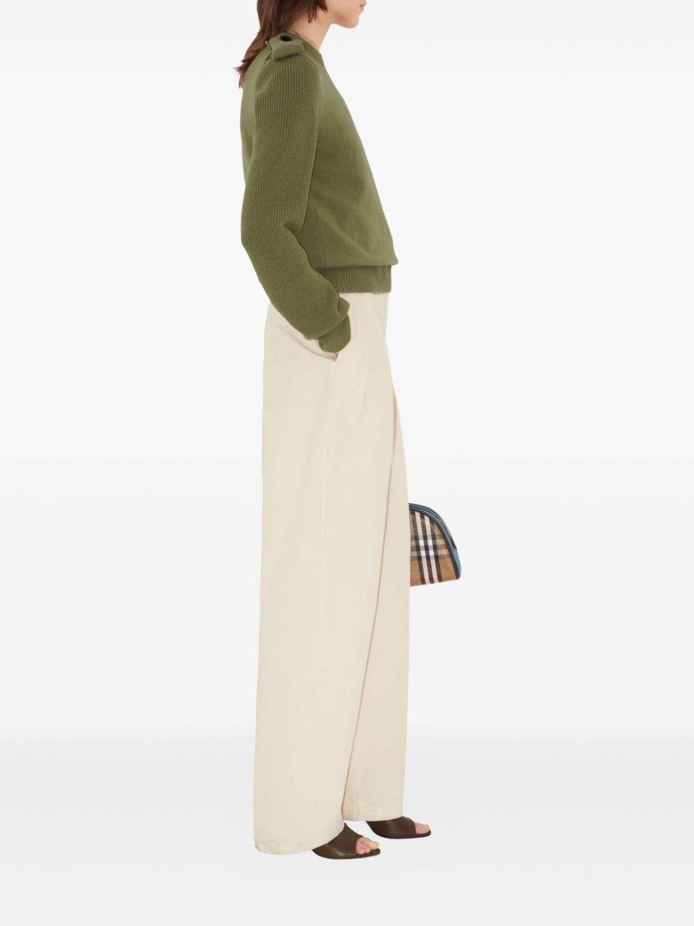 checked-epaulettes sweater - 3