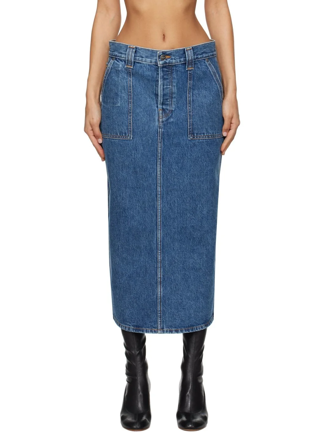 Blue Genevieve Denim Midi Skirt - 1