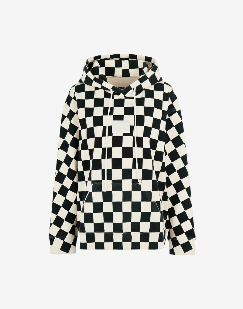 Check print hooded sweatshirt - 1