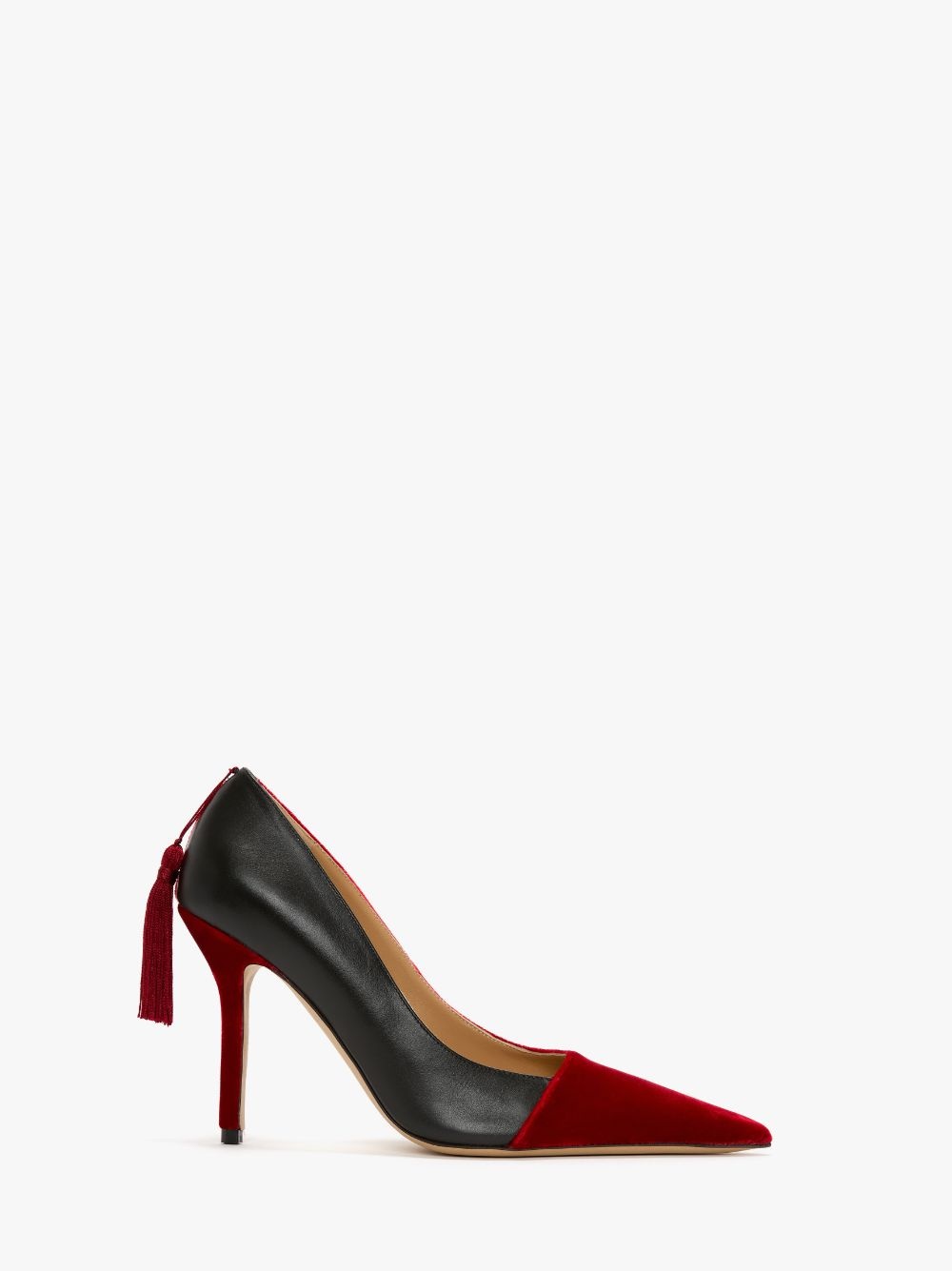 VELVET AND LEATHER PUMPS WITH TASSELS - 1