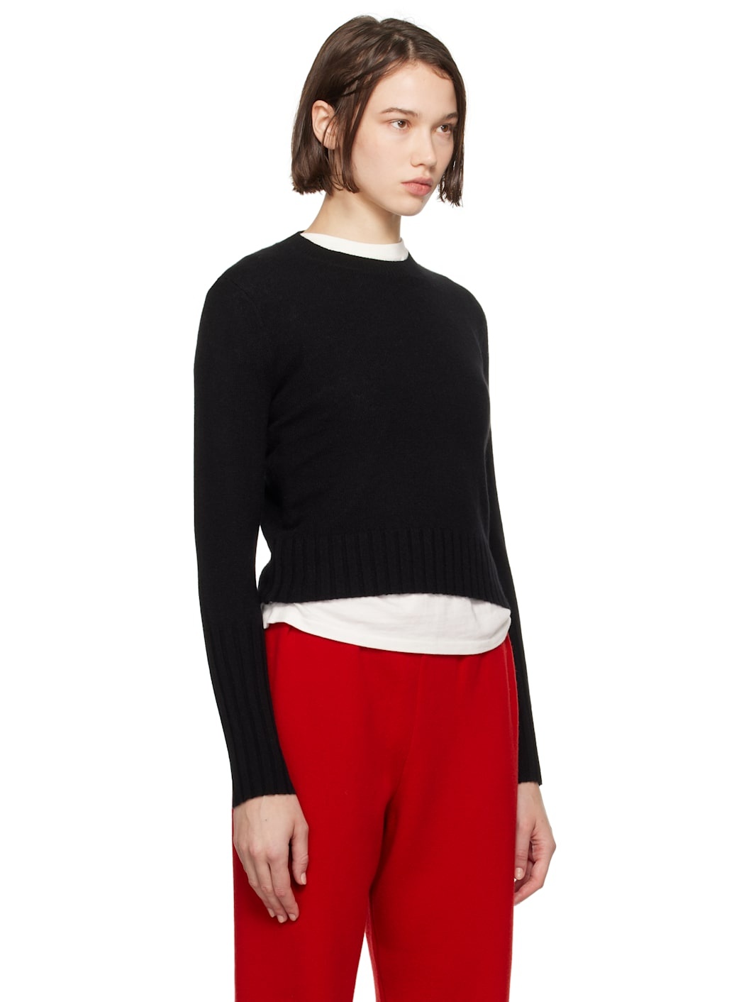Black Shrunken Crew Sweater - 2