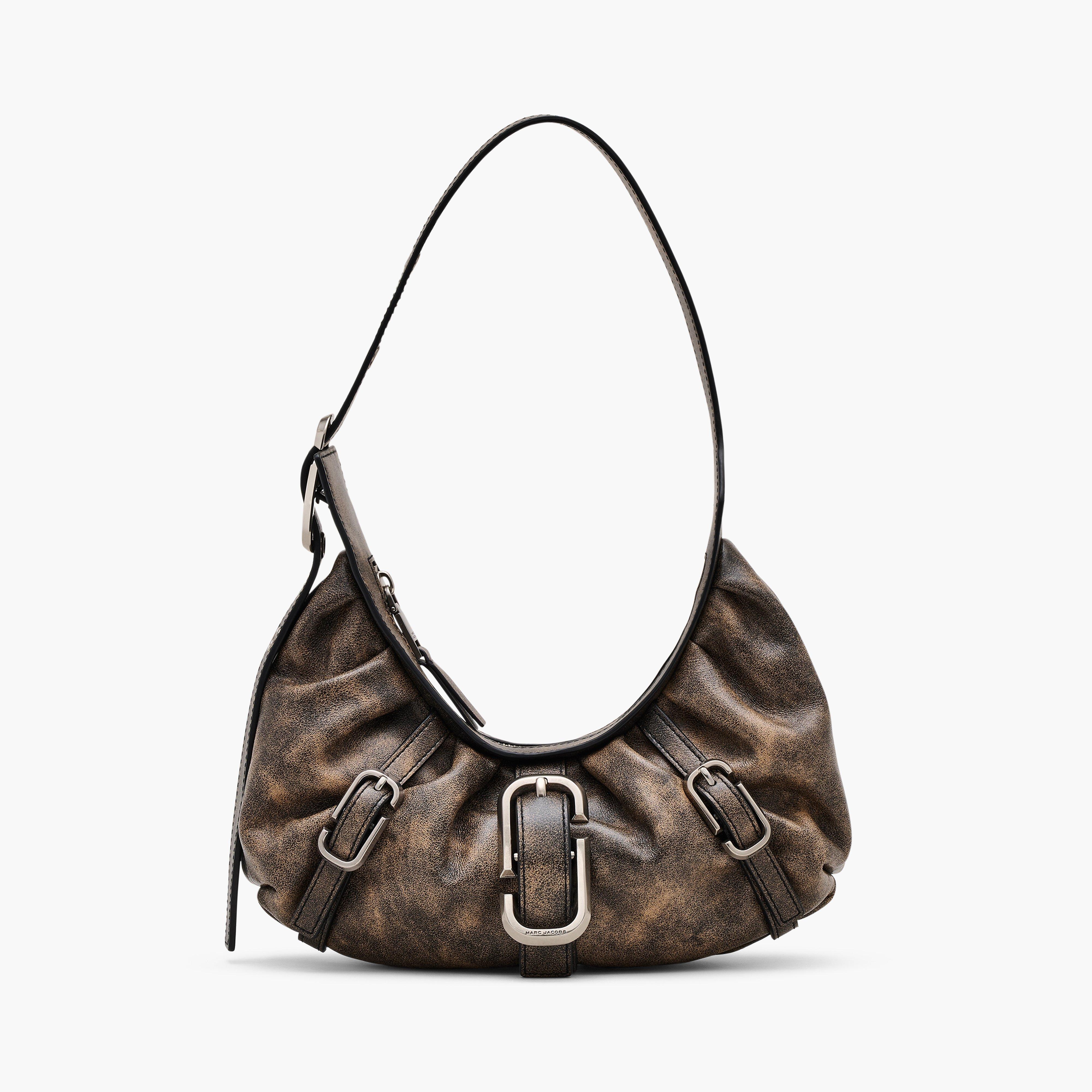 THE DISTRESSED LEATHER BUCKLE J MARC CRESCENT BAG - 1