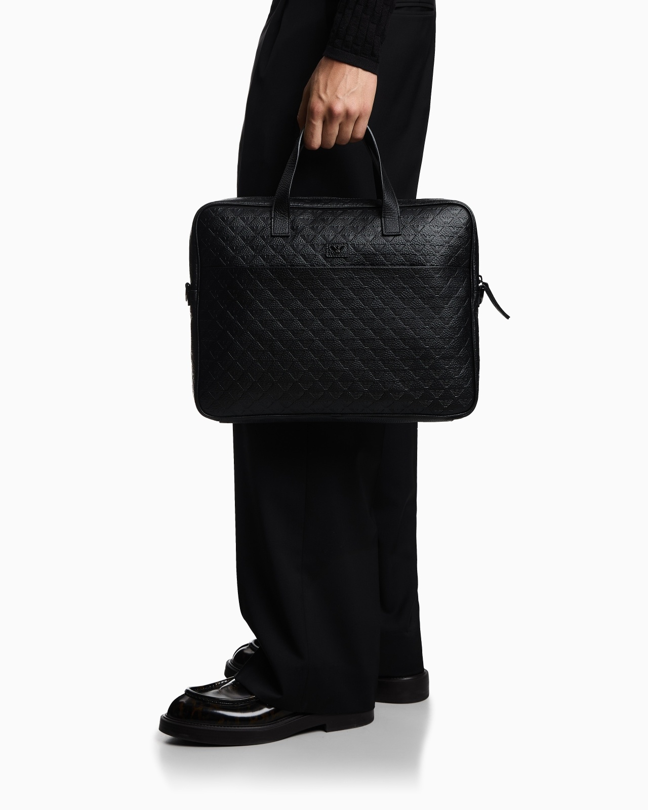 BUSINESS BAG IN LEATHER WITH ALL-OVER EMBOSSED EAGLE - 7