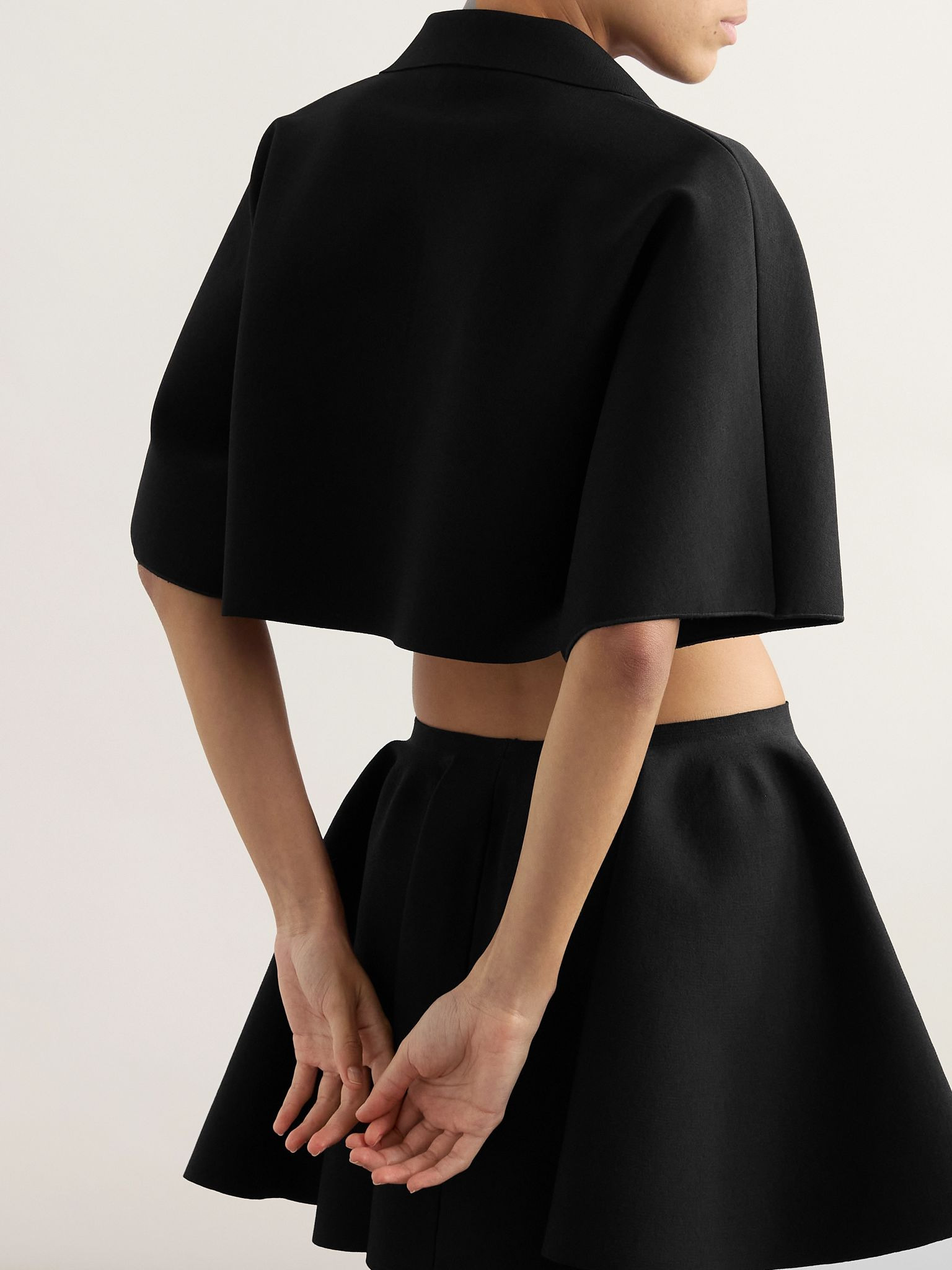 Oversized cropped knitted polo shirt Black - 3