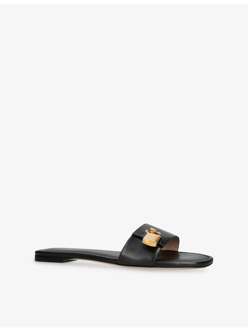 Padlock Leather Flat Slides - 3