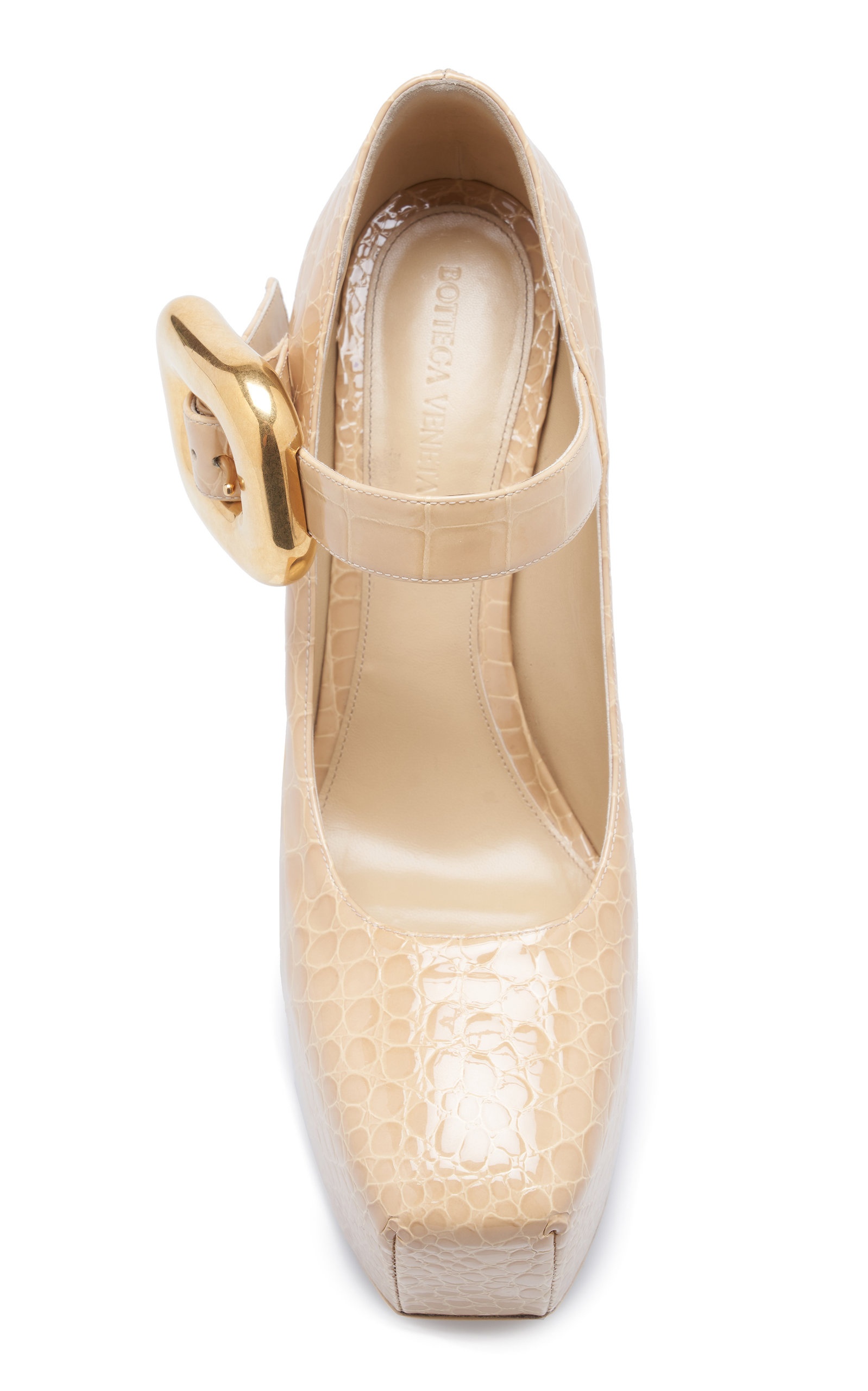 Croc-Embossed Leather Mary-Jane Platform Pumps nude - 5