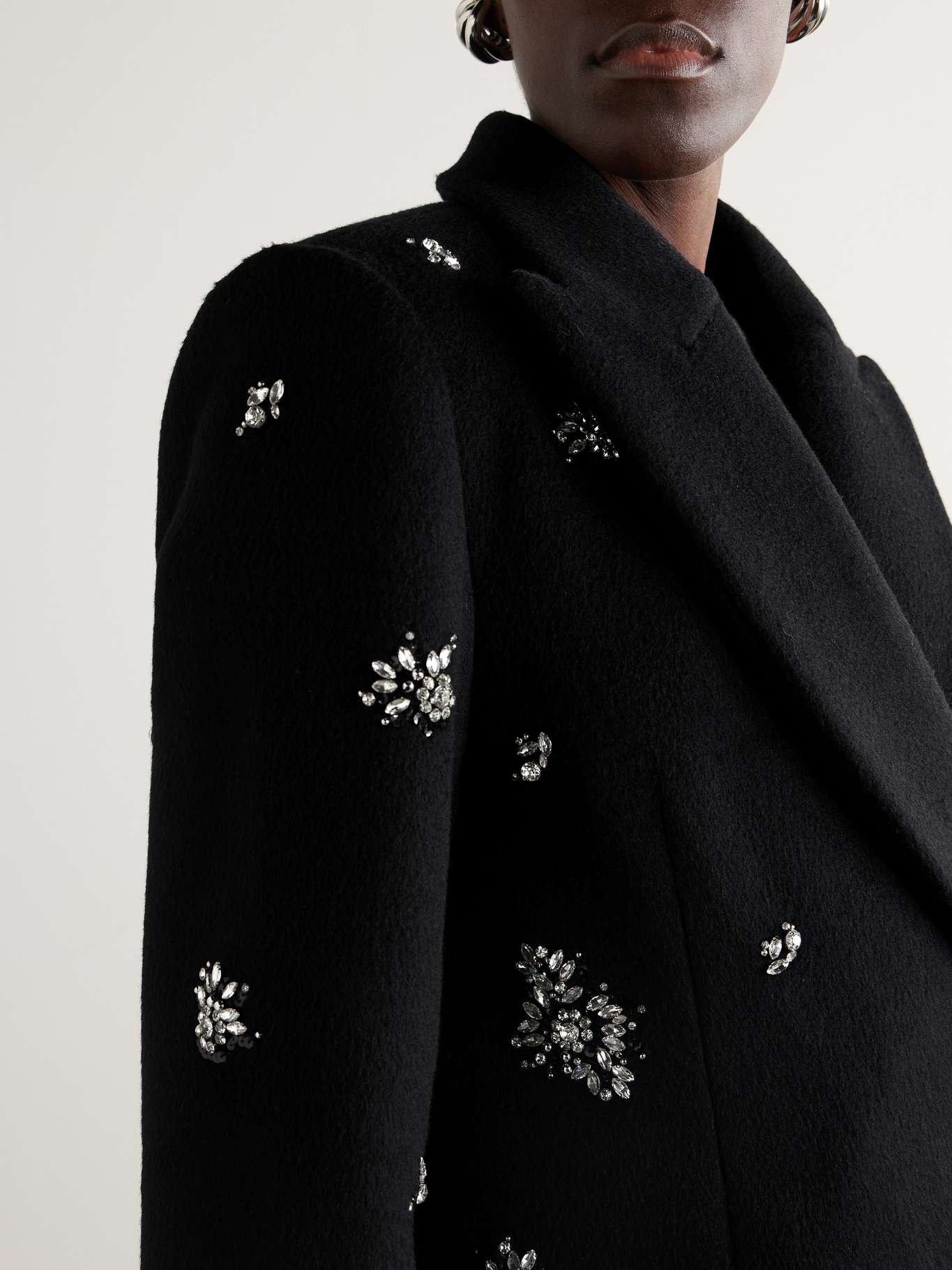 Gianni crystal-embellished brushed wool-blend coat - 6