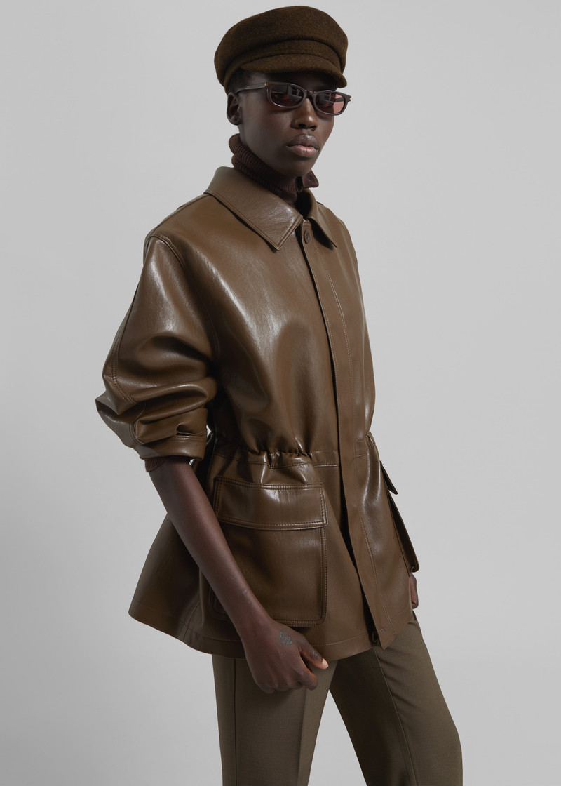 Cassel Faux Leather Jacket - Brown 9