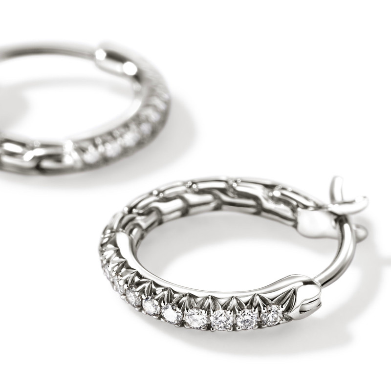 JOHN HARDY JH Essential Pavé Hoop Earring, Sterling Silver, Diamonds, 13MM outlook