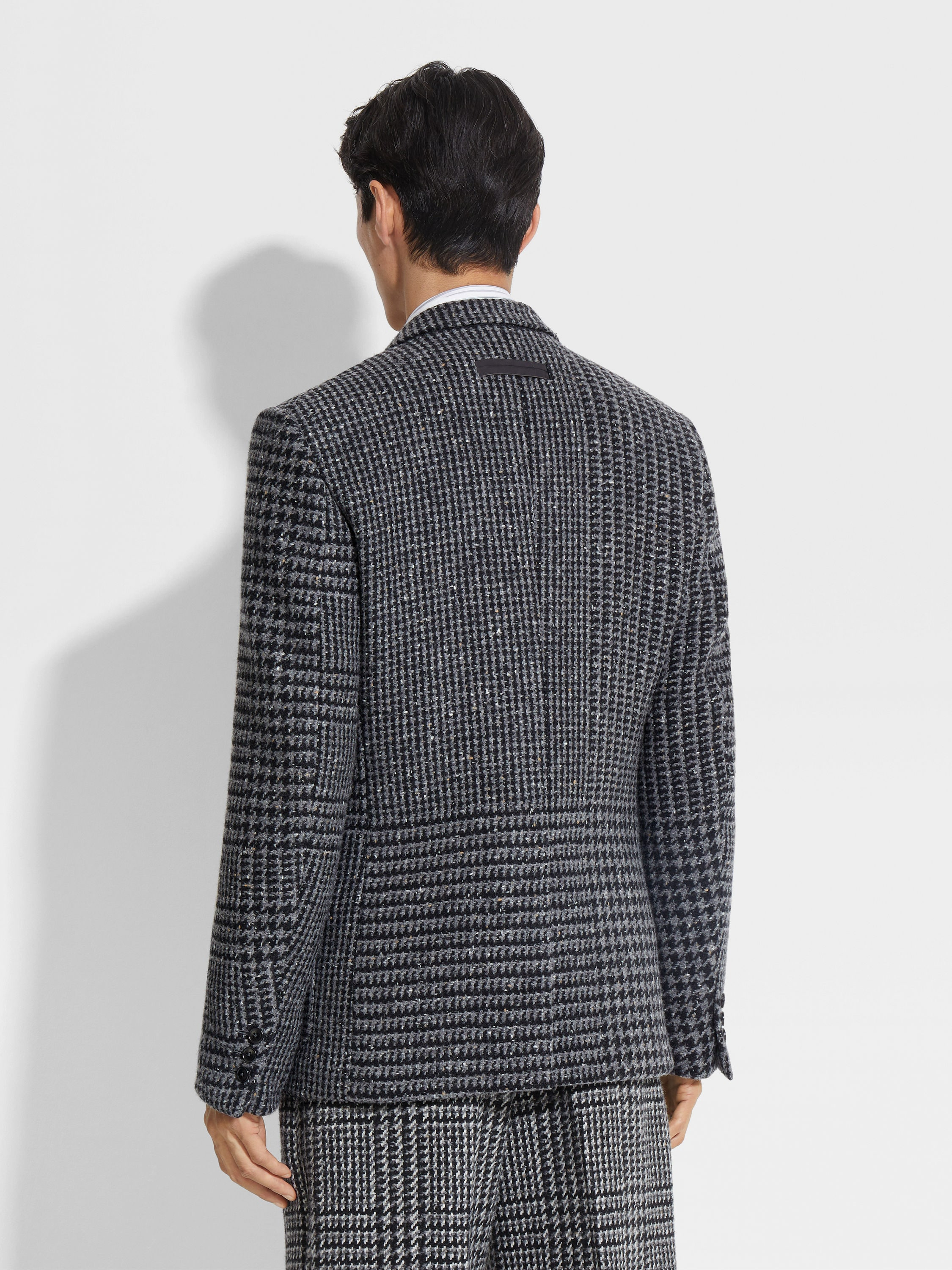 GREY AND BLACK WOOL AND CASHMERE JACKET - 5