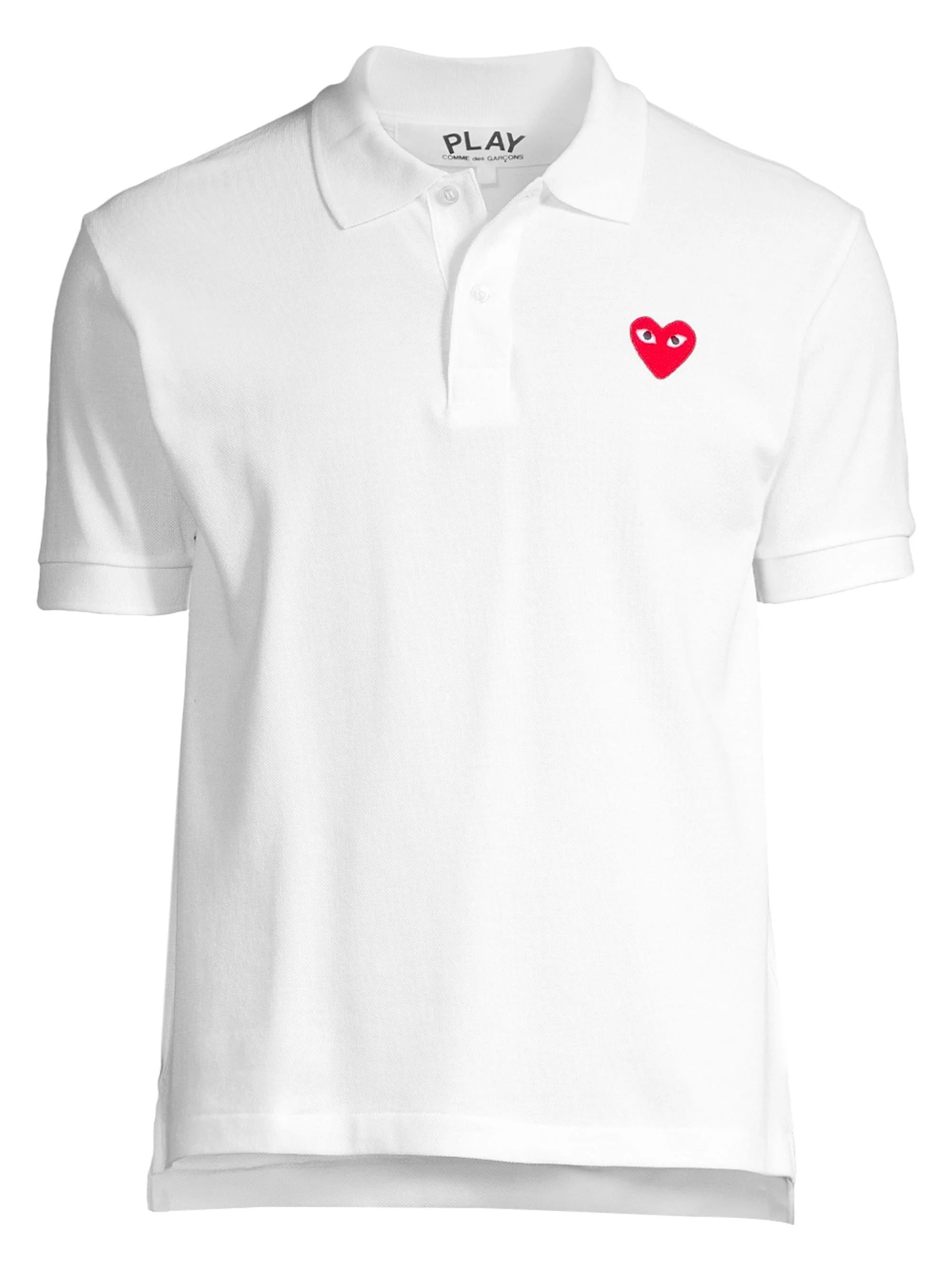 Men Heart Applique Polo - White - 1