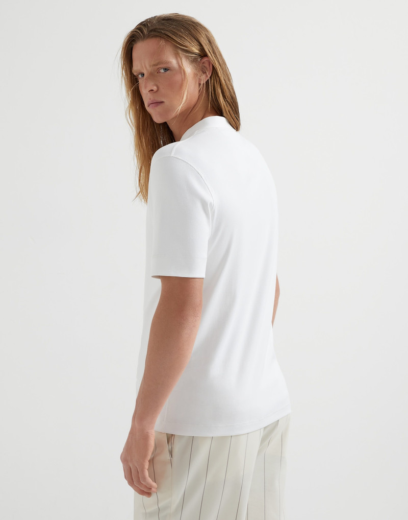 Brunello Cucinelli Ribbed stretch cotton and modal jersey T-shirt with Henley collar outlook