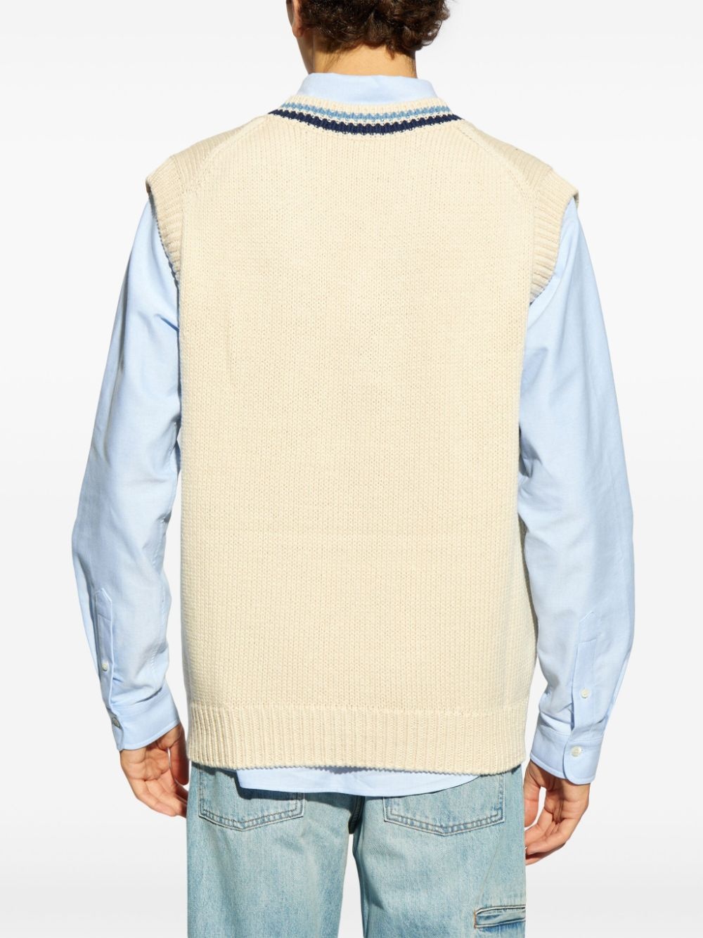 logo-appliquÃ© wool vest - 4