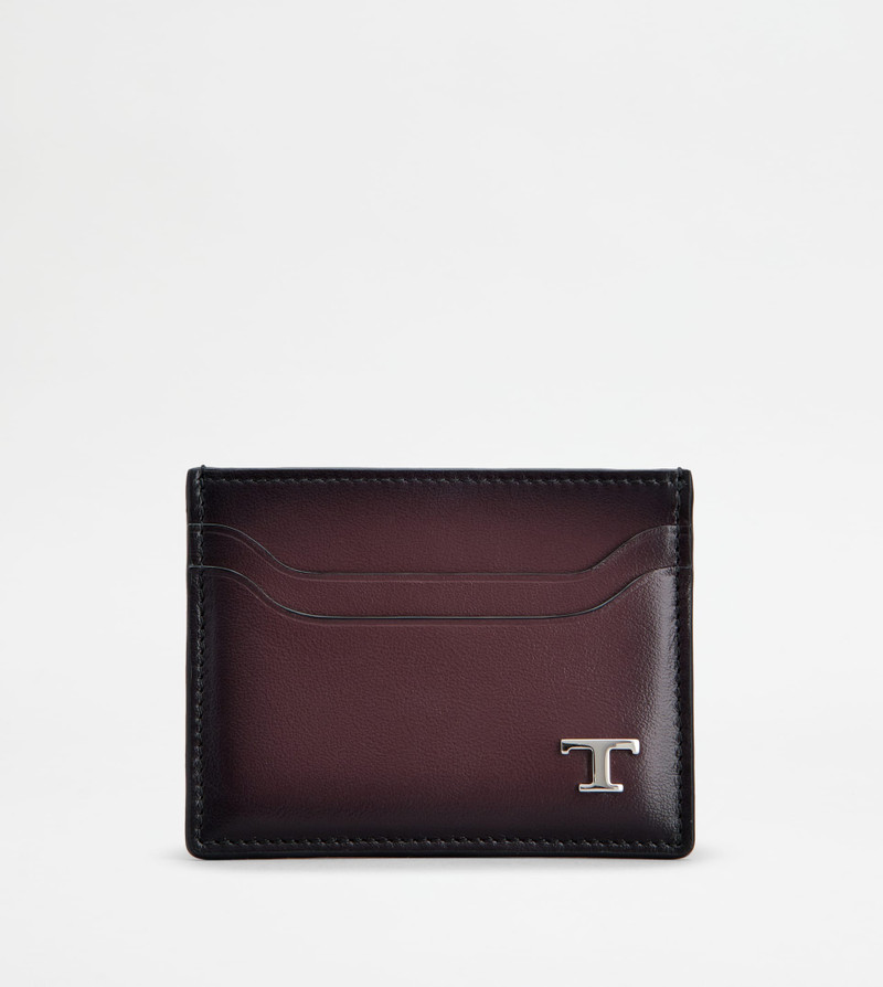 CREDIT CARD HOLDER IN LEATHER - BURGUNDY - 1